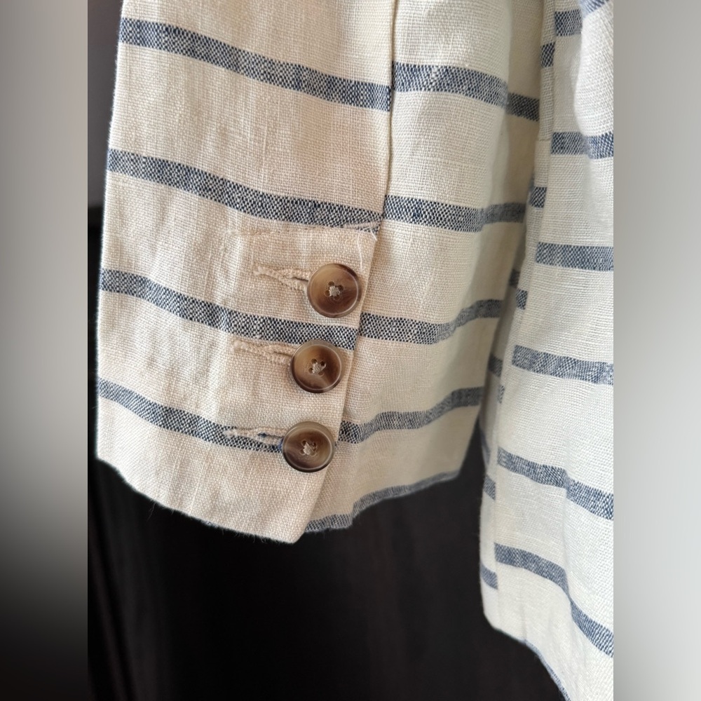 Merona Cream and Grey Linen stripped jacket size xl NWOT - Picture 4 of 10
